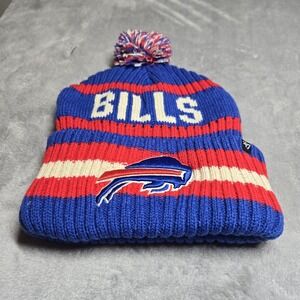Buffalo Bills 47 Brand Beanie Pom Knit Hat NFL Fleece Lined Winter Cap OSFA New